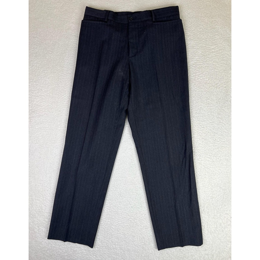 Dolce & Gabbana Dress Pants Mens 32x31 Gray Wool Stripe Classic Fit Italy
